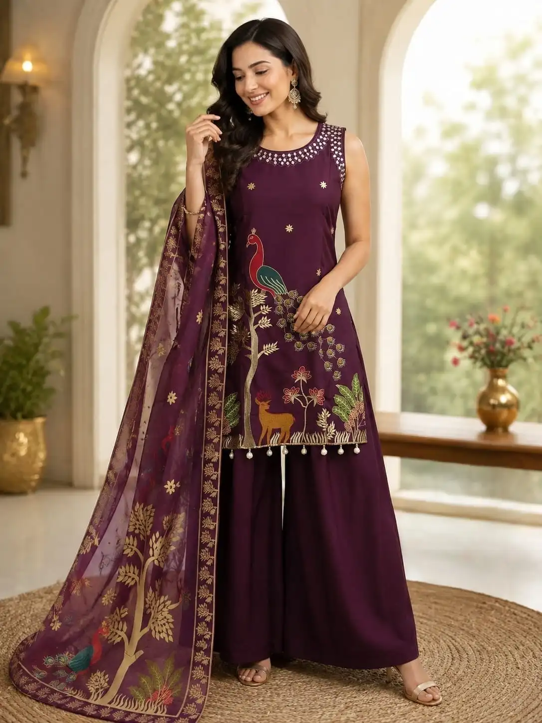 Fully Stitched Roman Silk Salwar